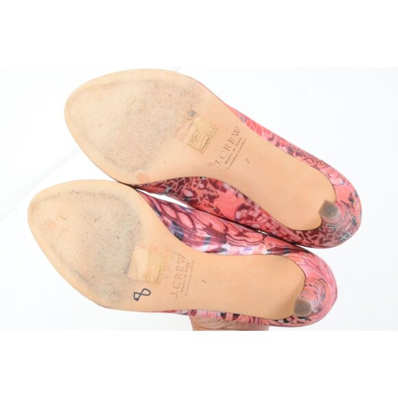 J.Crew Fabric Leather Pink Floral Made in Italy Pointy Toe Pumps Heels Women's 7 - Picture 7 of 10